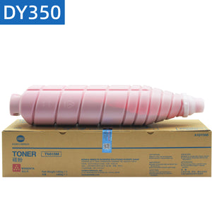 Konica Minolta TN615 original Asia version magenta toner cartridge placed on top of the packaging box.